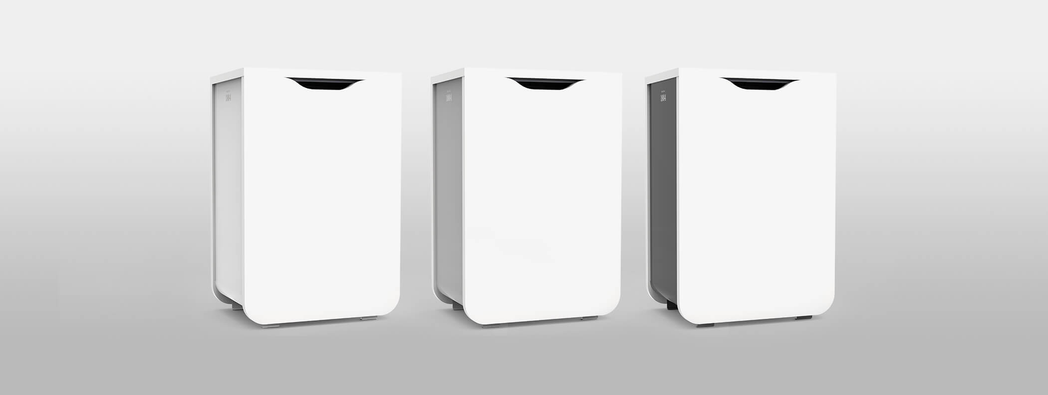 Poubelle design en bois blanc