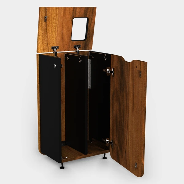 Poubelle design avec compartiment noir noyer