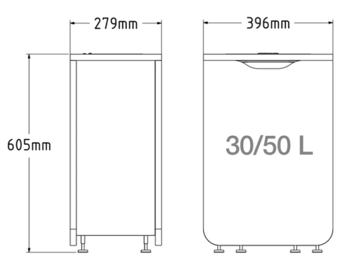 Poubelle volume 30-50 litre